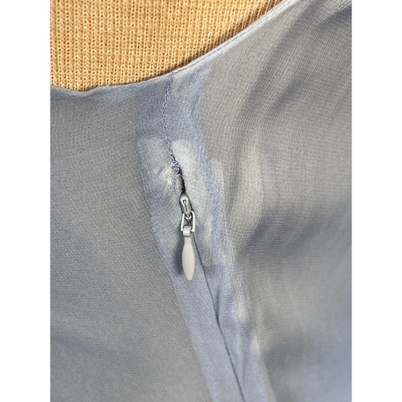 HELSA Sabine Silk Cape Overlay Chiffon Sheer Hydrangea Blue Midi Dress Size S - Picture 10 of 15